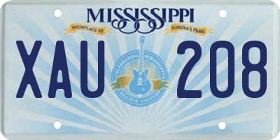 MS license plate XAU208