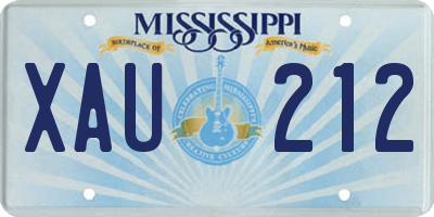 MS license plate XAU212