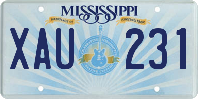 MS license plate XAU231