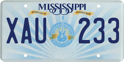 MS license plate XAU233