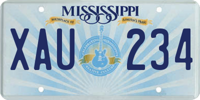 MS license plate XAU234