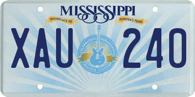 MS license plate XAU240