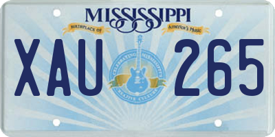 MS license plate XAU265