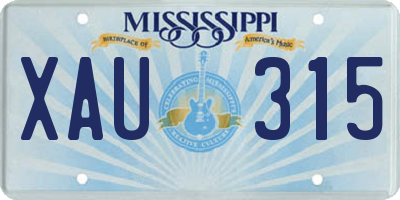 MS license plate XAU315