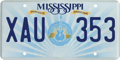 MS license plate XAU353