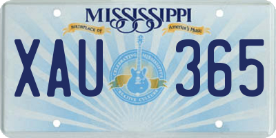 MS license plate XAU365