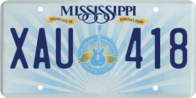 MS license plate XAU418
