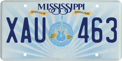 MS license plate XAU463