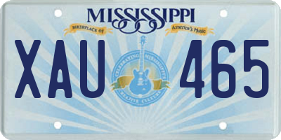 MS license plate XAU465