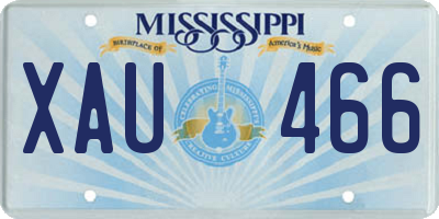 MS license plate XAU466