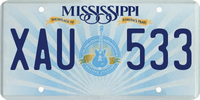 MS license plate XAU533