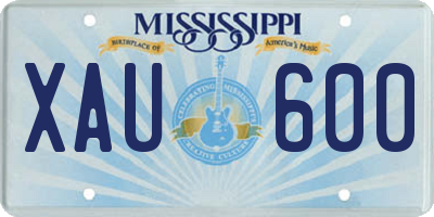 MS license plate XAU600