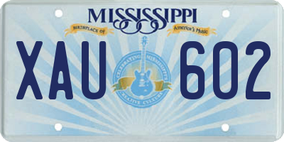 MS license plate XAU602