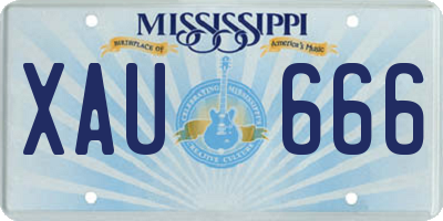 MS license plate XAU666