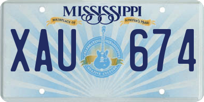 MS license plate XAU674