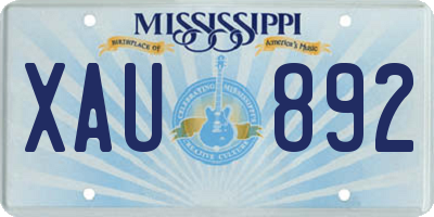 MS license plate XAU892