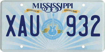 MS license plate XAU932