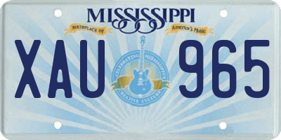 MS license plate XAU965