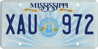 MS license plate XAU972