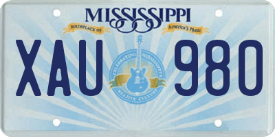 MS license plate XAU980
