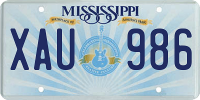 MS license plate XAU986