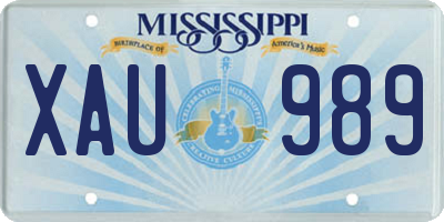 MS license plate XAU989