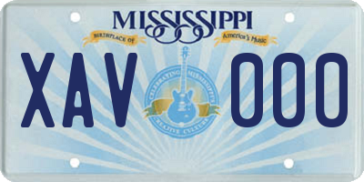 MS license plate XAV000