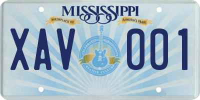 MS license plate XAV001