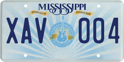 MS license plate XAV004