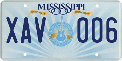 MS license plate XAV006