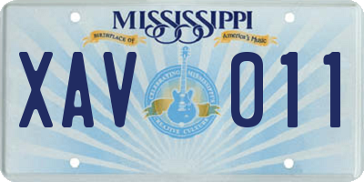 MS license plate XAV011