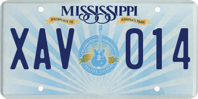 MS license plate XAV014
