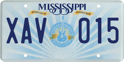 MS license plate XAV015