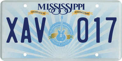MS license plate XAV017