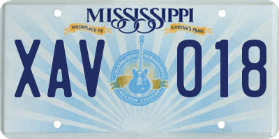 MS license plate XAV018