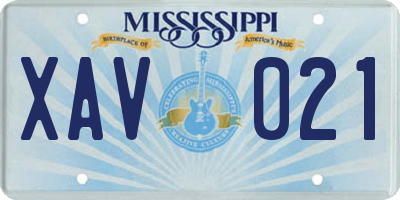 MS license plate XAV021