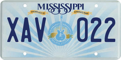 MS license plate XAV022