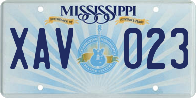 MS license plate XAV023