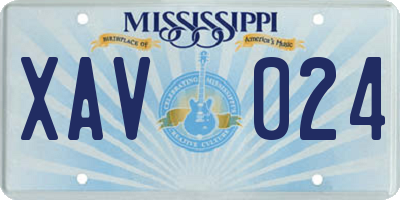 MS license plate XAV024