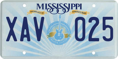 MS license plate XAV025