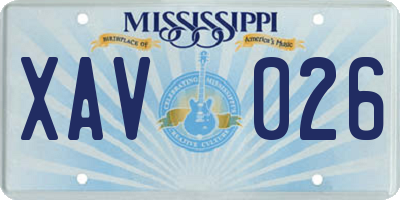 MS license plate XAV026