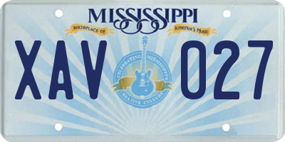 MS license plate XAV027