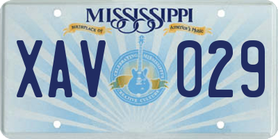 MS license plate XAV029