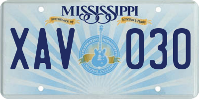 MS license plate XAV030