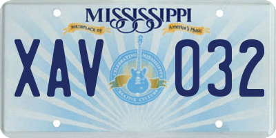 MS license plate XAV032