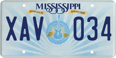 MS license plate XAV034
