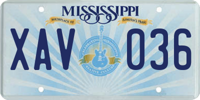 MS license plate XAV036
