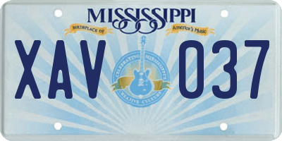 MS license plate XAV037