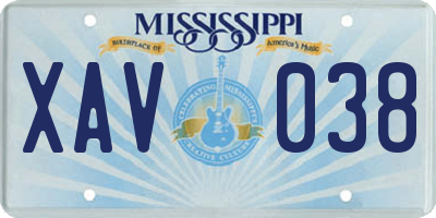 MS license plate XAV038