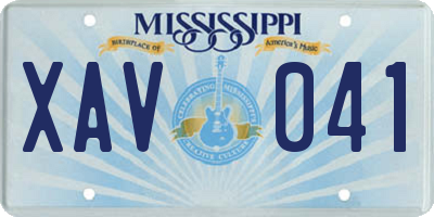 MS license plate XAV041